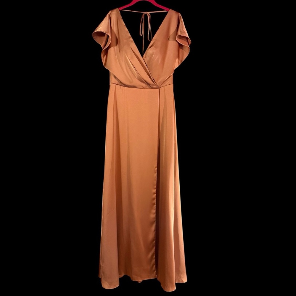 Bridal Boutique Satin Gown Camel Rust Bridesmaid New